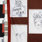 Digital print on polyester of 5 pencil and ink drawings from the series "Naturaleza muerta. Transformando la violence en arte", Luis Manuel Otero Alcántara, 2021. photo_Paul Litherland